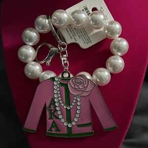 Pink Green Sorority Sweater Keychain
